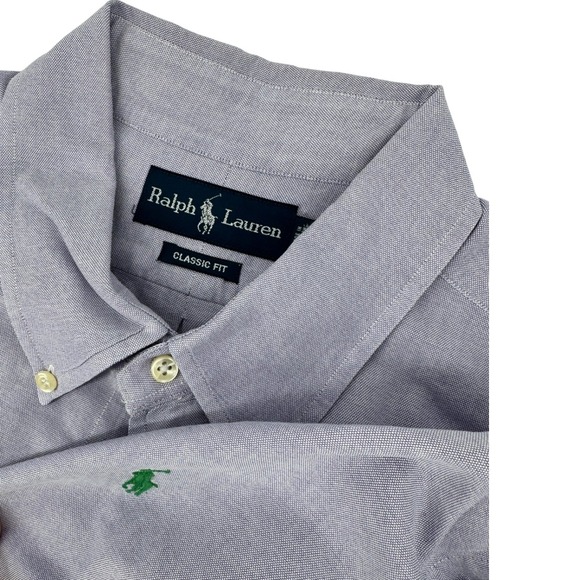 Ralph Lauren Classic Fit Oxford Shirt 18 Purple Button Down Pony Men  34 35 - Picture 4 of 10